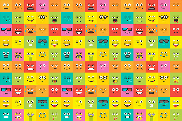 Colorful emotions seamless pattern, a Background Graphic by Volyk