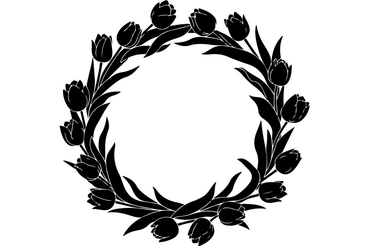 Floral Heart Circle WreathBlack Set, a Seasonal Illustration by Designer_Momina (Photo 11 of 18)