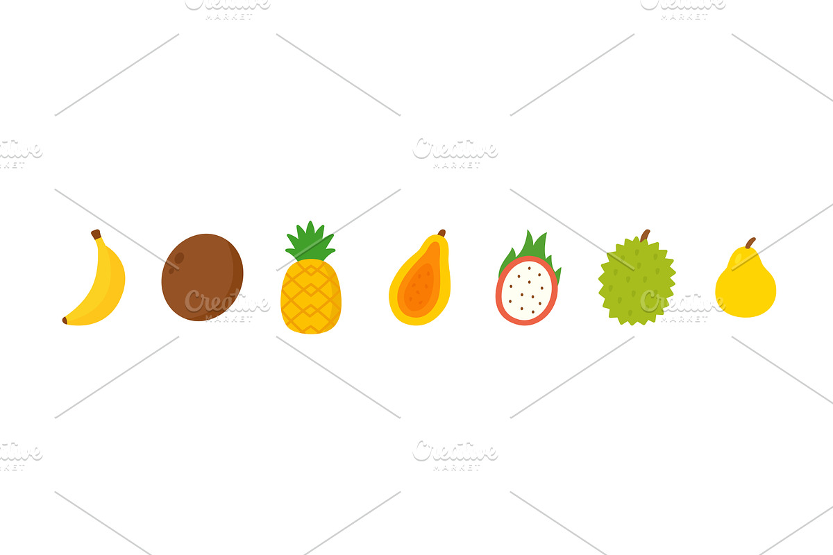 Cartoon tropical and exotic fruits, a Food Illustration by GraphiShop