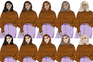 Halloween Bright Girls Clipart