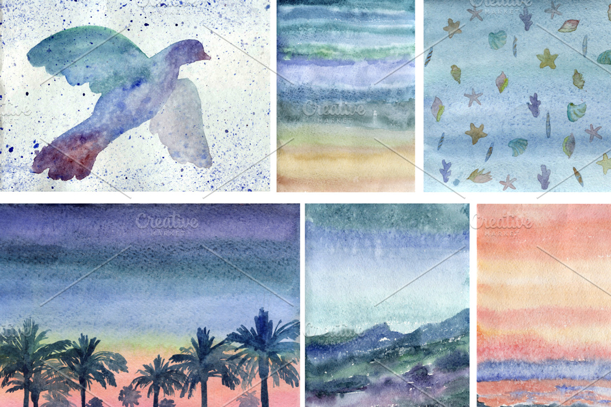 Watercolor beach backgrounds, a Texture Graphic by Inna Vinchenko Designs (Photo 5 of 7)