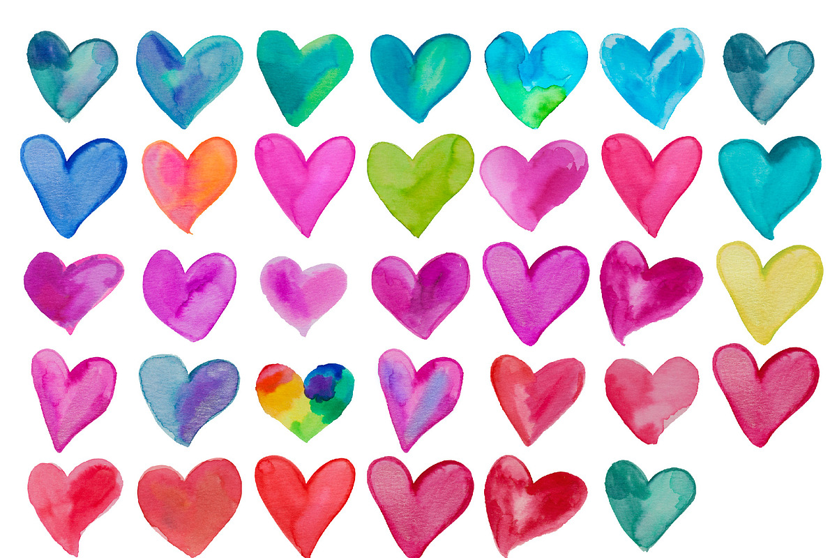34 Watercolor Heart .PNG Files, an Object Graphic by kissandmockup (Photo 2 of 5)