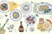 Hand drawn italian pasta food set, a Food Illustration by Zimages (Thumbnail 2 of 3)