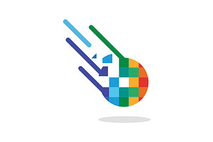 Logo of a color comet falling