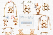 Watercolor baby bear on a swing png, an Animal Illustration by Invite to Clipart (Thumbnail 1 of 5)