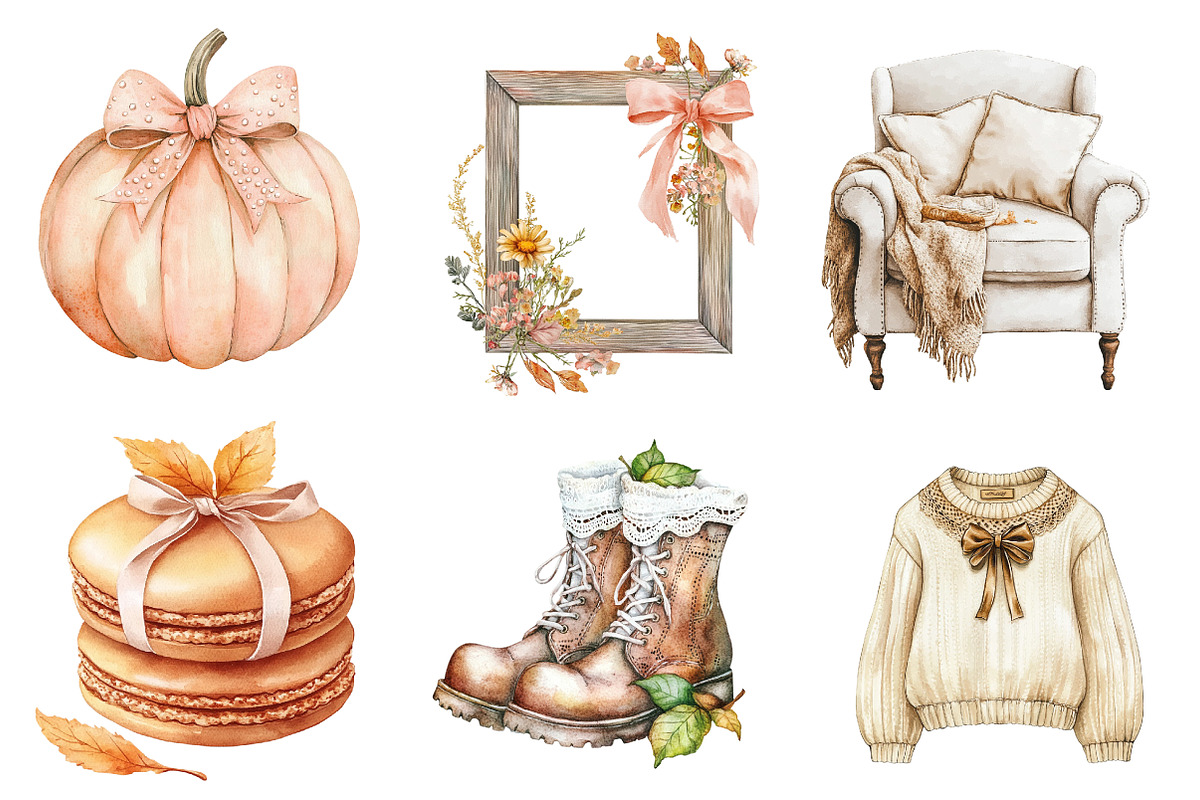 Neutral Rustic Coquette Fall Clipart, an Illustration by CreationArt (Photo 5 of 5)