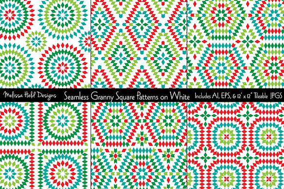 Seamless Granny Square Patterns preview 7