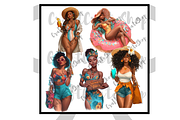 Black Woman Summer clipart, an Illustration by CraftCrateShop (Thumbnail 7 of 7)