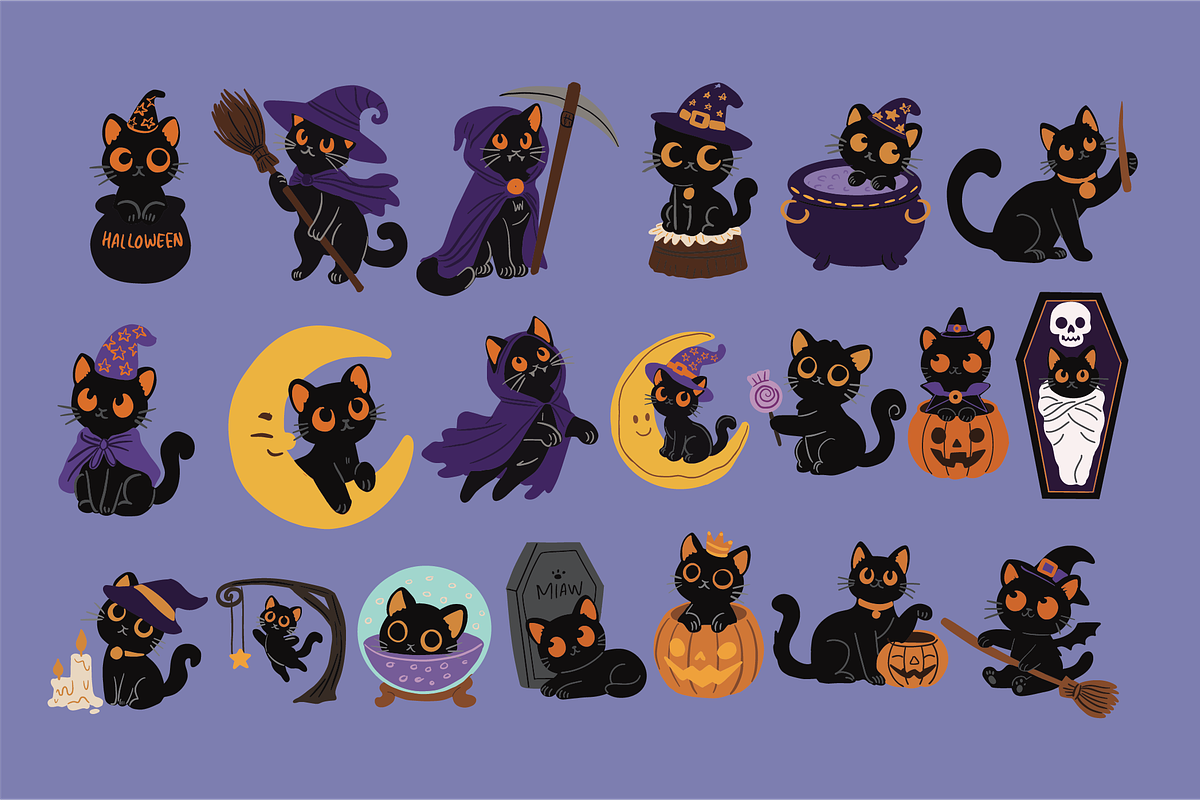 Black cat Halloween, an Animal Illustration by Berdansabersama (Photo 2 of 8)