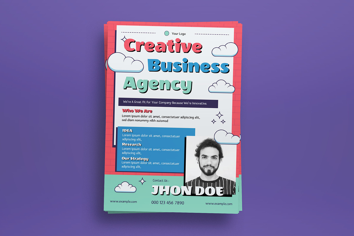 Retro Creative Business Agency Flyer, a Flyer Template by graphicook (Photo 2 of 3)