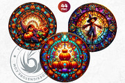 Autumn Stained Glass Round clipart, an Illustration by ThatsDesignArt (Thumbnail 6 of 10)