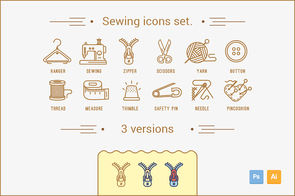 Sewing Icons Set