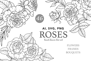 Rose Flower Line Art