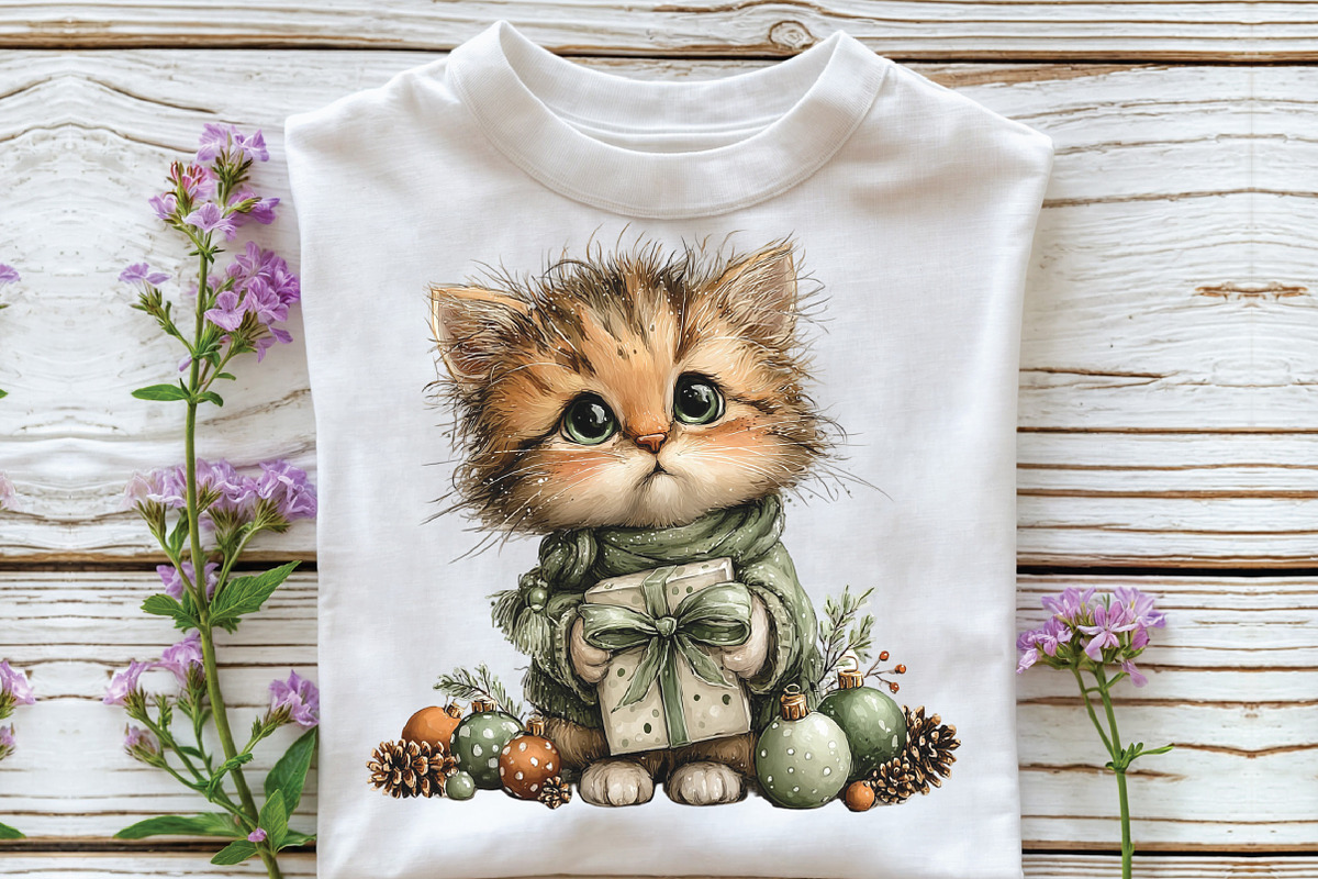 whimsical Christmas cat clipart, an Illustration by CraftArtStudio (Photo 5 of 6)