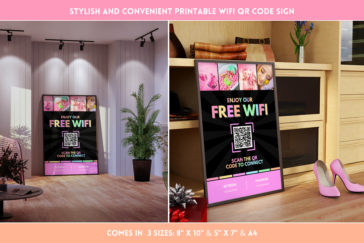 Pastel Neon WiFi QR Code Sign, a Poster Template by SunshineStudioBoutique (Photo 8 of 11)
