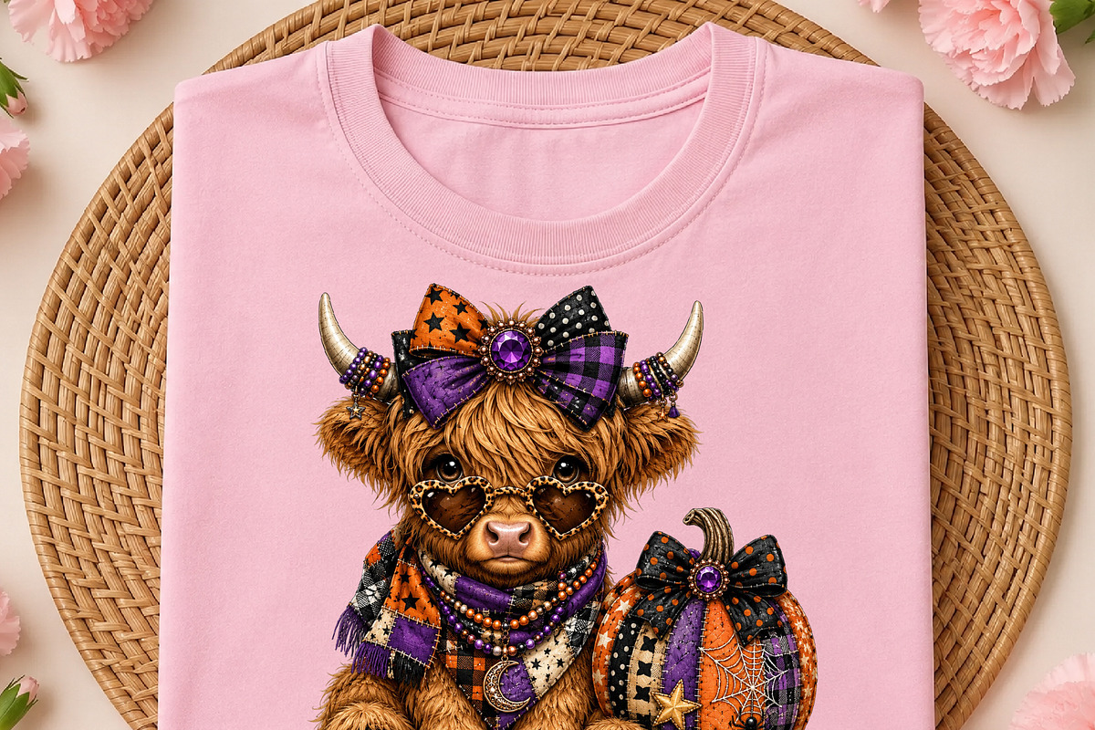 Glam Jeweled Highland Cow PNG, a Seasonal Illustration by DreamCafeArt (Photo 2 of 6)