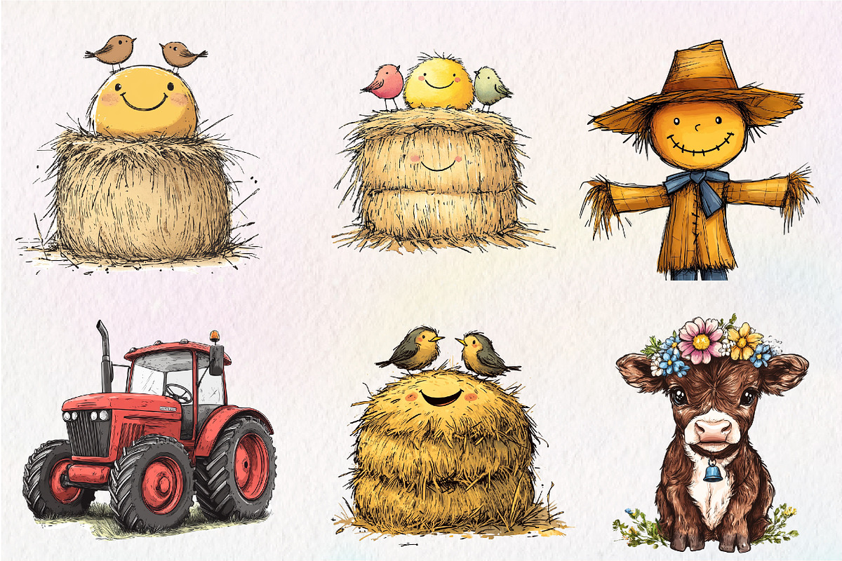 Watercolor Cute Little Farm Clipart, an Illustration by CreationArt (Photo 2 of 9)