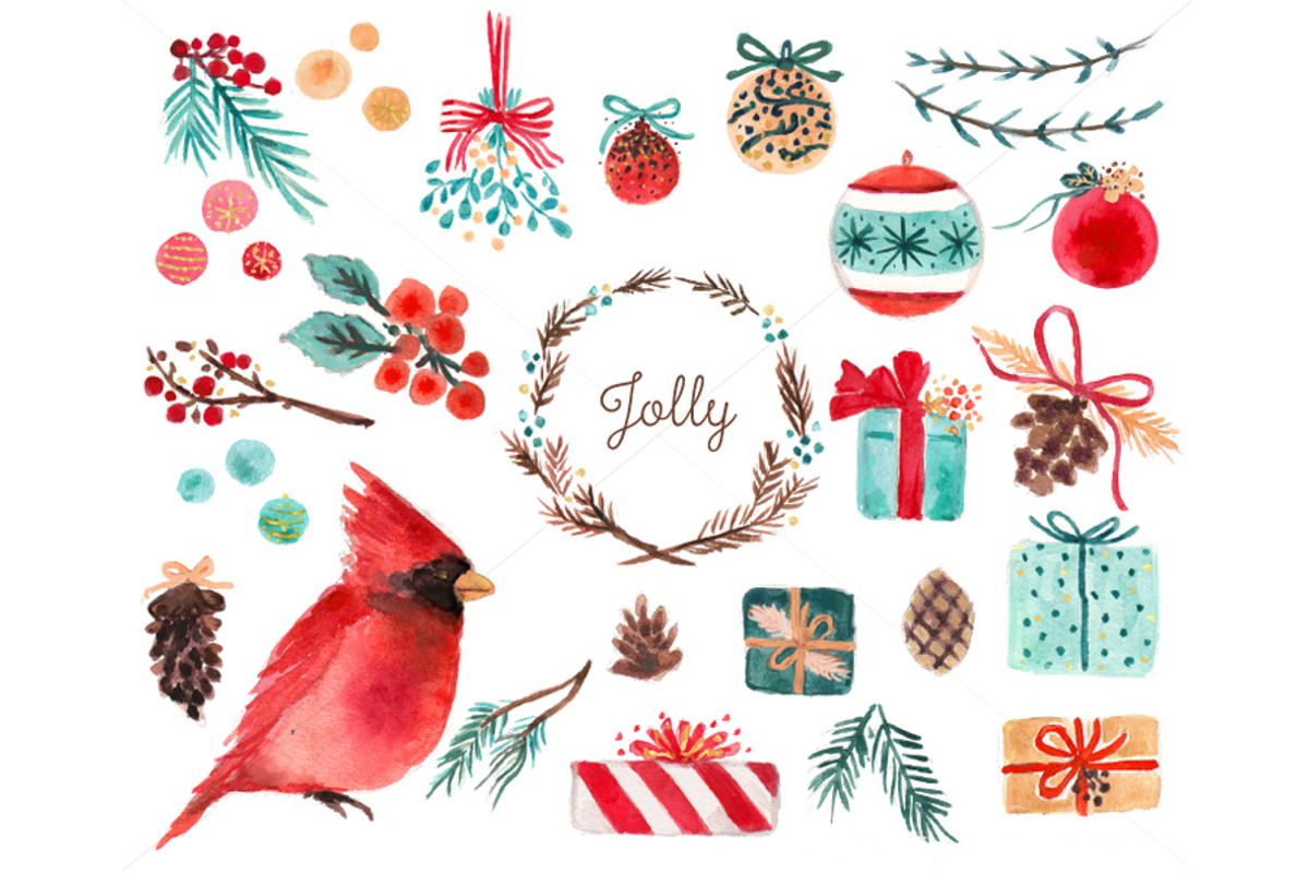 Watercolor Holiday Clip Art, a Decorative Illustration by RhianAwni