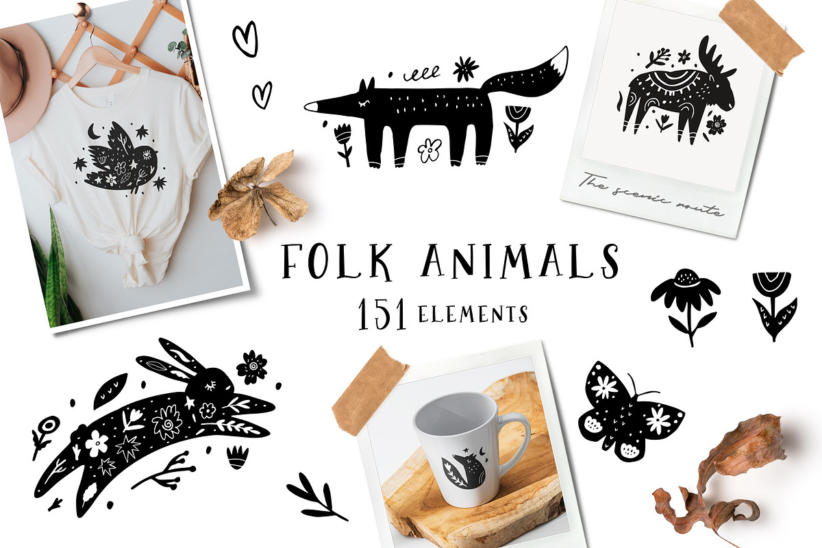 Folk Animal Illustrations, a Graphic by danceyourlife (Photo 1 of 12)