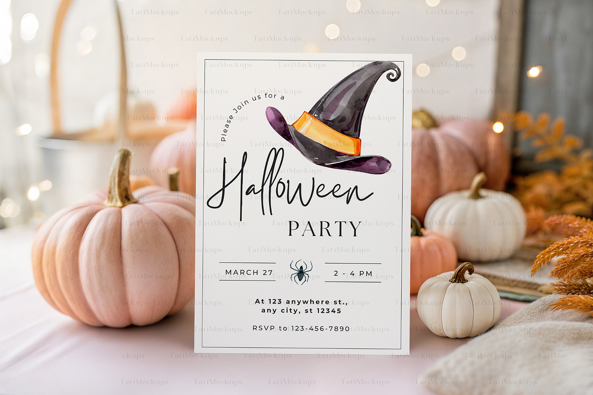Autumn Pumpkins Invitation Mockup, an Advertising Mockup by TatiMockup (Photo 3 of 4)