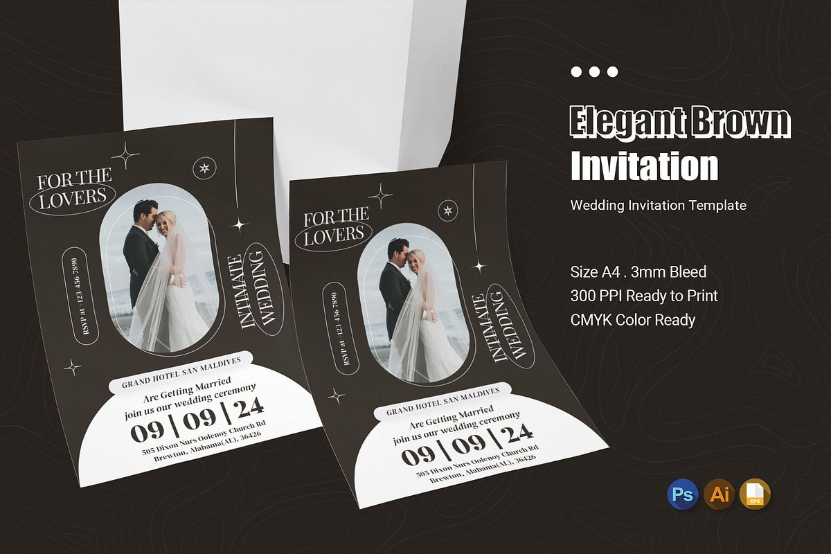 Elegant Brown Wedding Invitation, an Invitation Template by Esensifiksi.studio (Photo 1 of 2)