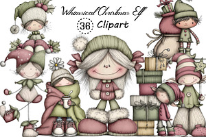 Whimsical Christmas Elf Clipart, an Illustration by Creative Art