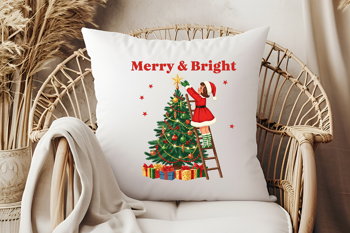 Vintage Christmas PNG, Merry & Brigh, an Illustration by Libby Wishes (Photo 4 of 6)
