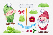 hand drawn watercolor fairy gnomes, a Decorative Illustration by OlyaSenko (Thumbnail 3 of 7)