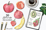 Watercolour Fruit Set Exotic, a Food Illustration by Bloomella (Thumbnail 4 of 5)