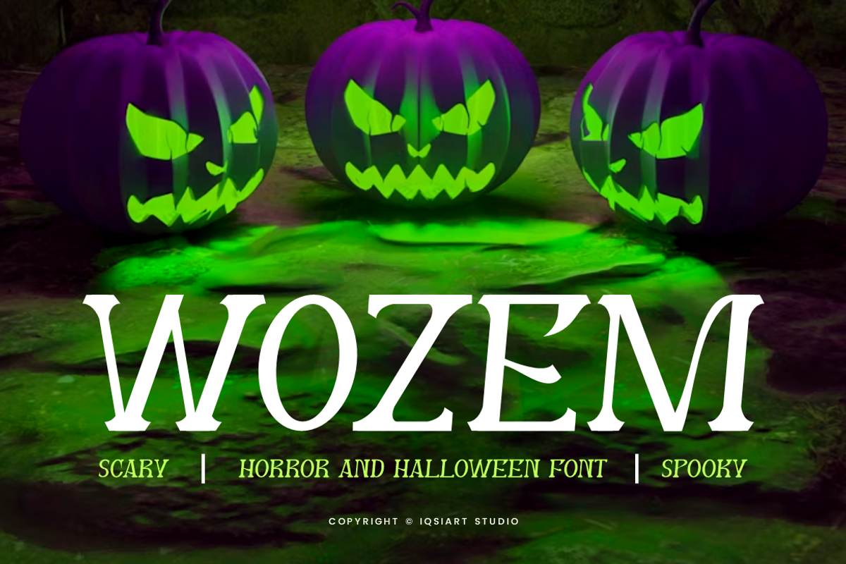 Wozem - Halloween Horror Font, a Serif Font by Iqsiart Studio (Photo 1 of 7)