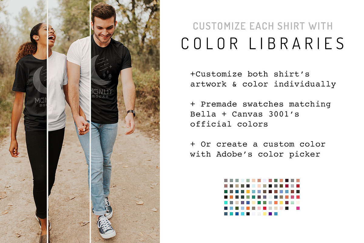 Bella Canvas 3001 Couple Mockup, a Shirt Mockup by Moonlit Mocks (Photo 2 of 6)