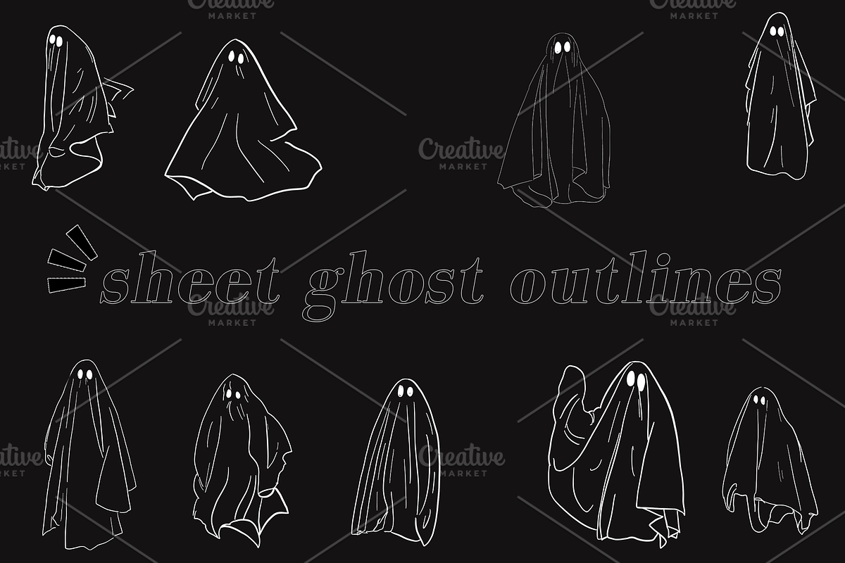 SALE Sheet Ghost Outlines, an Object Graphic by pinkdrinksoul (Photo 1 of 3)