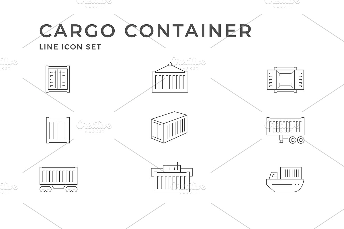 Set line icons of cargo container, an Outline Icon by motorama (Photo 2 of 2)