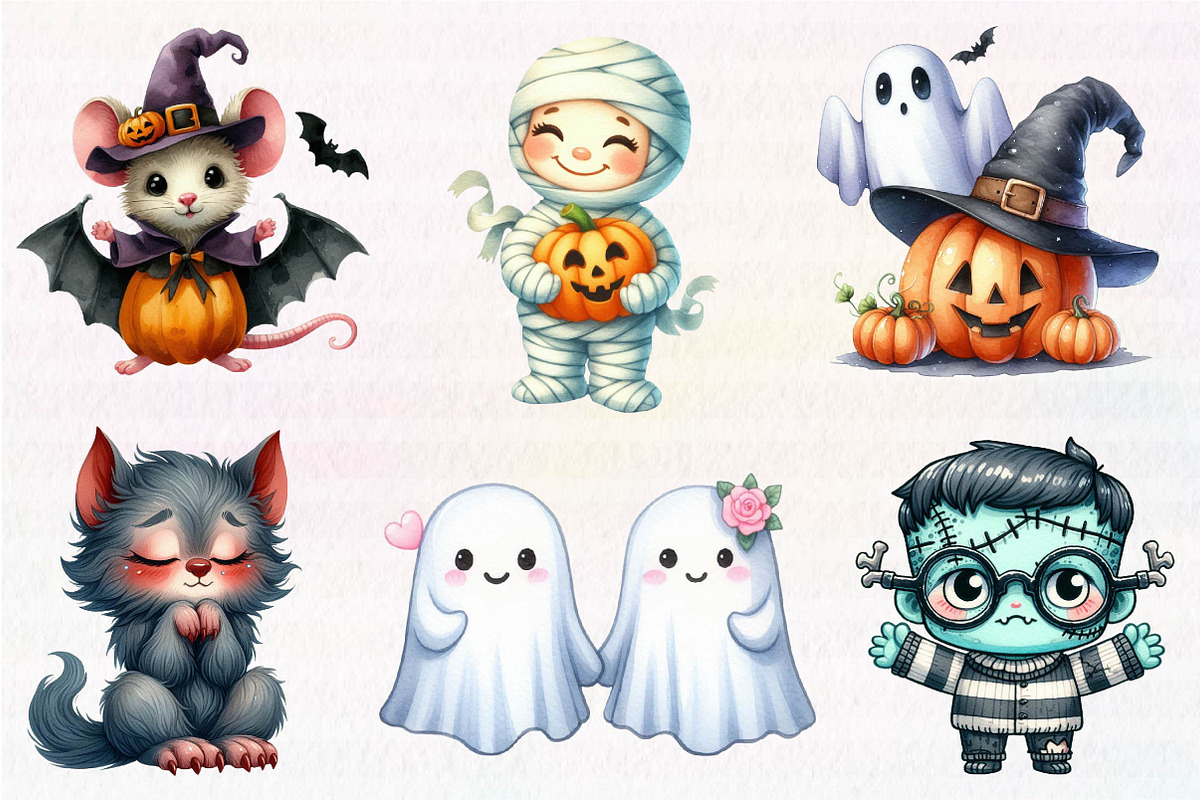Kawaii Blush Halloween Stickers, an Illustration by CreationArt (Photo 3 of 5)