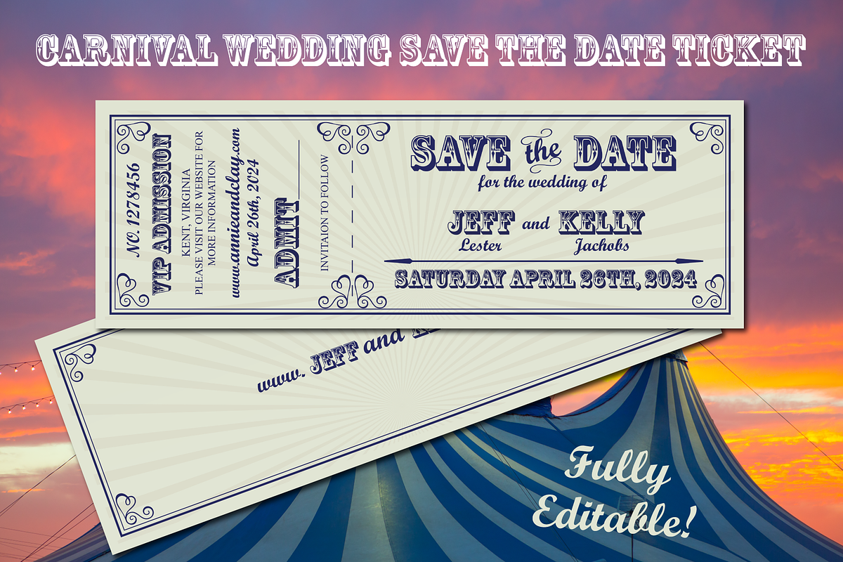Carnival Theme Wedding Save the Date, an Invitation Template by CreativeDolan (Photo 1 of 2)