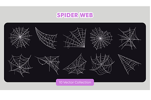 Spider Web Vector Set, an Animal Illustration by Creathub Studio