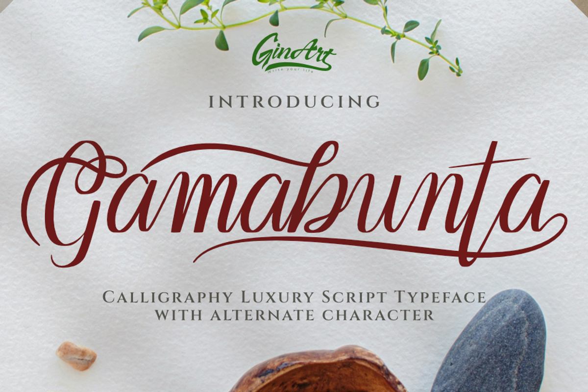 Gamabunta - Luxurious Script Font, a Script Font by Ginart (Photo 1 of 7)