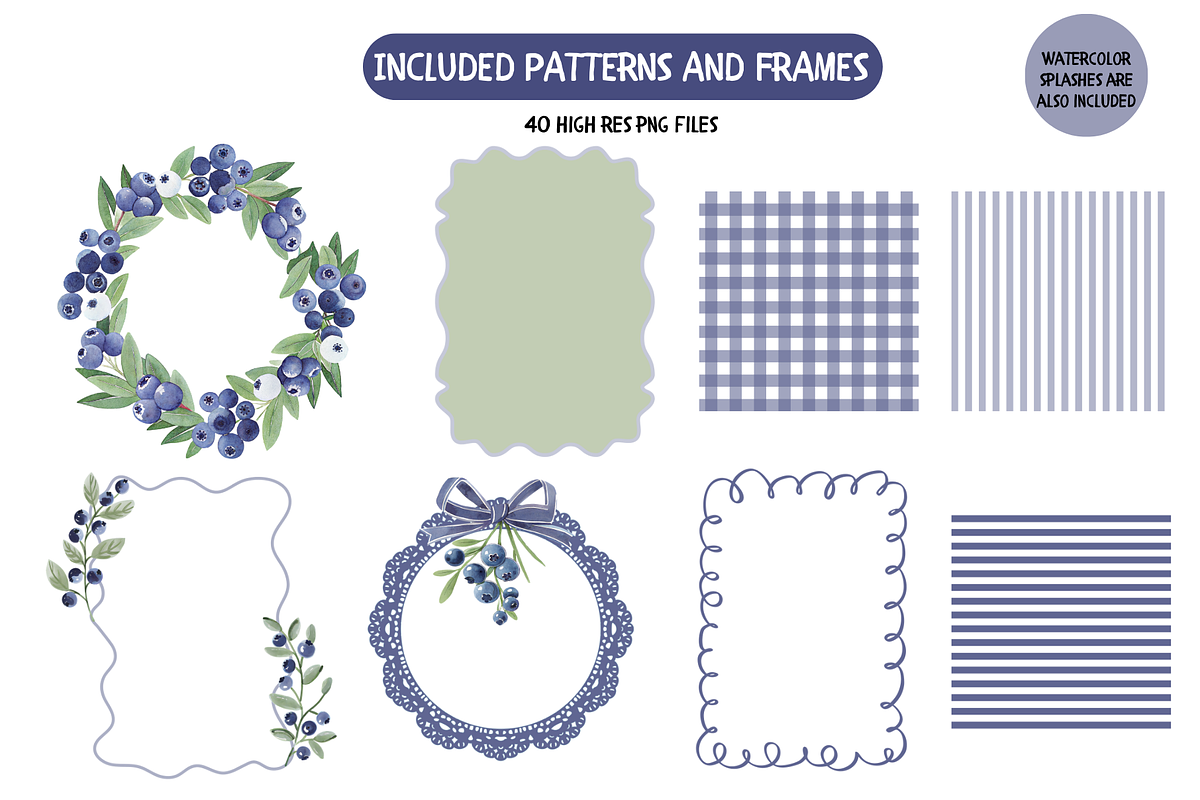 Watercolor Blueberry Clipart Bundle, an Illustration by TatiMockup (Photo 3 of 4)