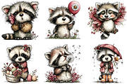 Whimsical Spring Raccoon Clipart, an Illustration by Dream Creation (Thumbnail 3 of 6)