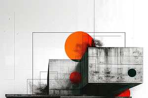 An abstract design featuring geometric shapes, contrasting color, a Decorative Illustration by ImageMir