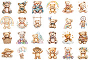 Nursery Teddy Bear Clipart,Boho Clip, an Illustration by Sublimation Artist (Thumbnail 2 of 6)