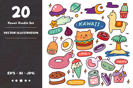 Set of Kawaii Doodle Element