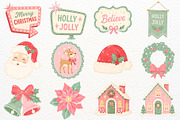 Retro Christmas Clipart Holiday PNG, a Seasonal Illustration by SugarCloudStudioArt (Thumbnail 2 of 7)