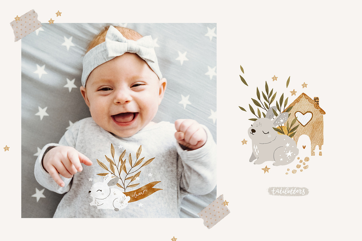 Floral Rabbit Collection, an Animal Illustration by tatiletters (Photo 7 of 13)