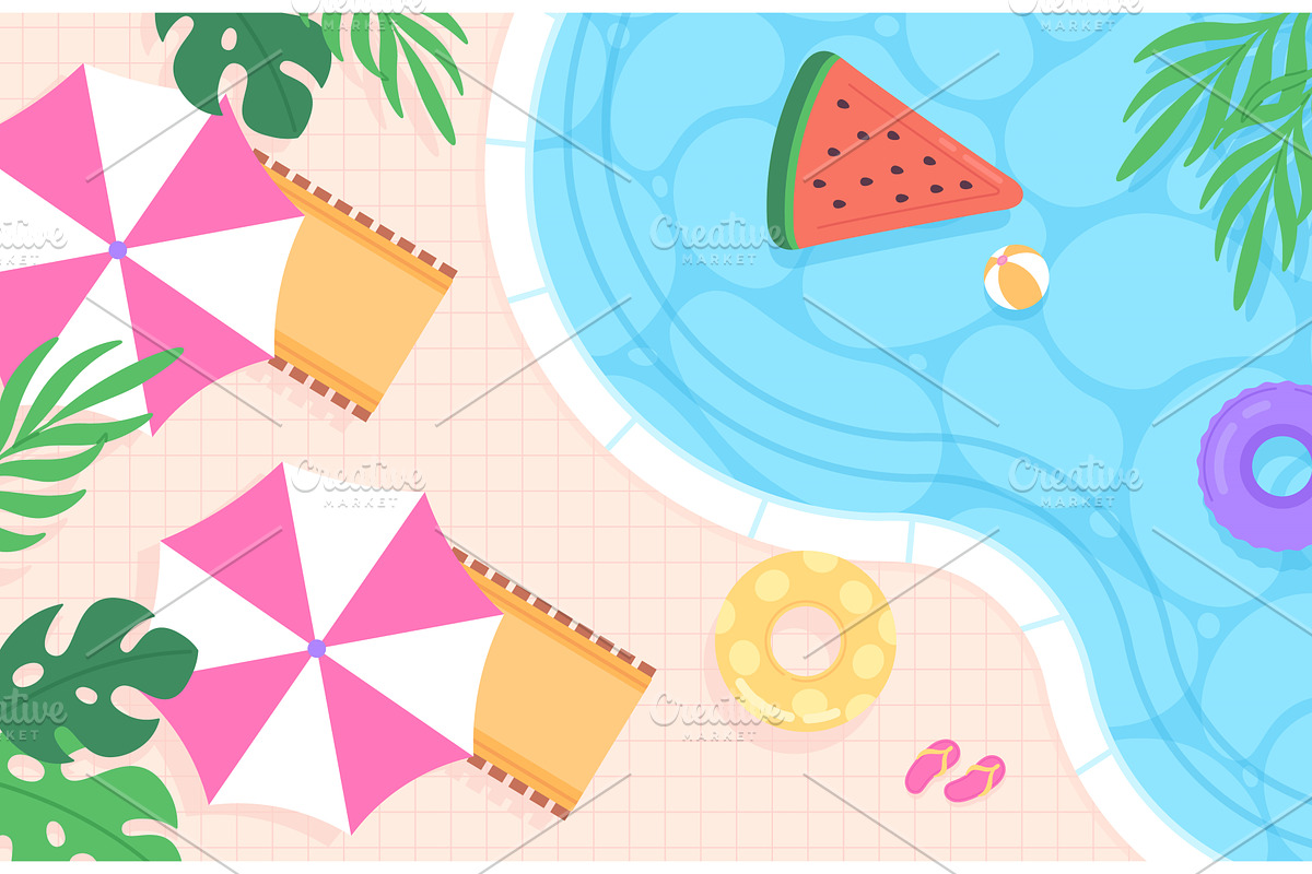 Rest on swimming pool background, an Object Illustration by LadadikArt