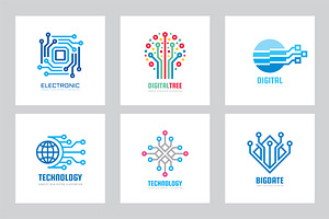 Digital Technology Vector Logo Set