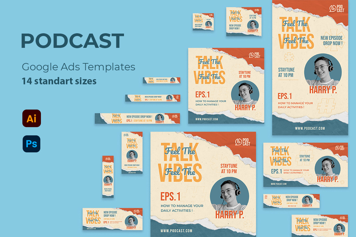 Podcast Google Ads Banner, a Marketing Template by kerismaker (Photo 1 of 4)