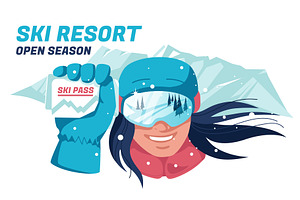 Ski Resort Flat Illustrations