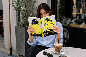Woman Outdoor Cafe Magazine Mockup
