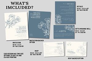 Blue Wedding Invitation Template